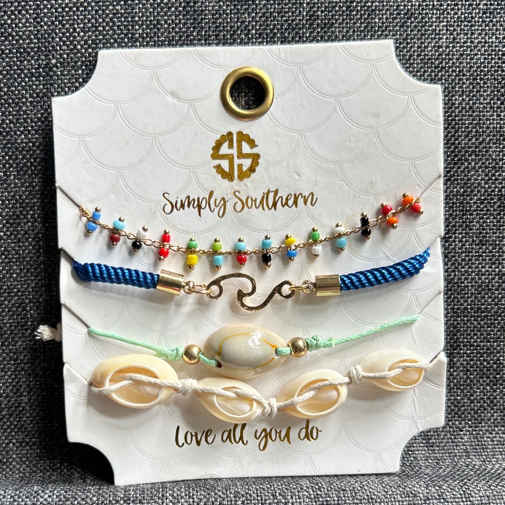 Nwt Ss Bead And Shell Bracelet Set 12$